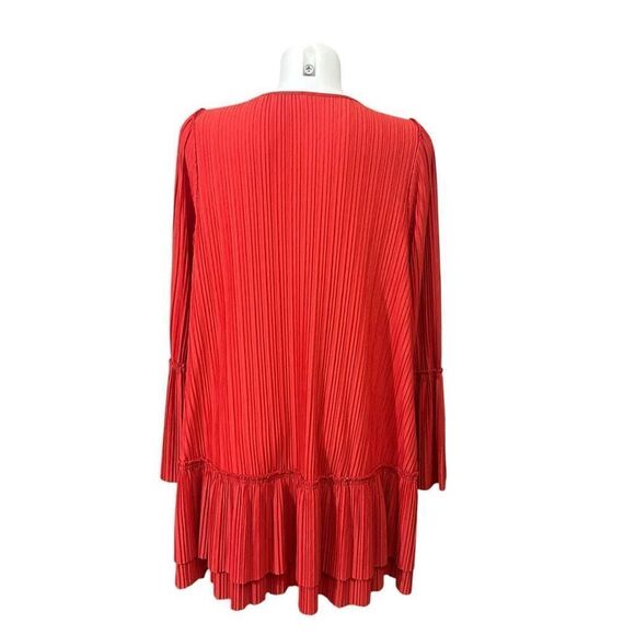 Free People Can’t Help It Red Orange Pleated Flowy Mini Dress Size Small Boho - Picture 5 of 11